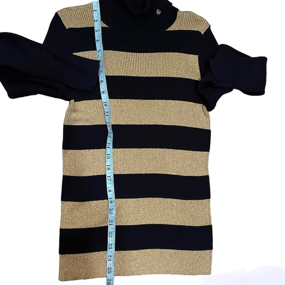 Lauren by Ralph Lauren Ribbed Turtleneck Sweater Black and Gold Size Large - Picture 8 of 9